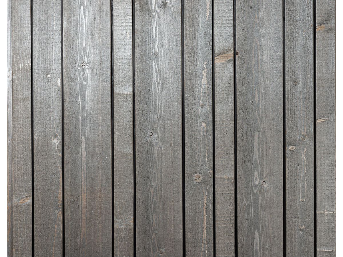 Fassade Schalung QUALIWOOD Fichte heimisch N1 Vario Kontrast Grau Sichtseite sägerauh Kanten gebrochen N+K Feder schwarz
