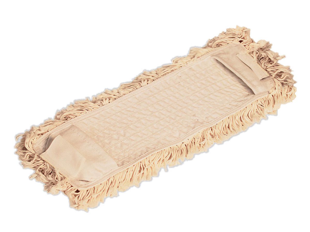 QUALIWOOD Flachmop Bezug aus Baumwolle mit Klett- und Taschenbefestigung  40 cm