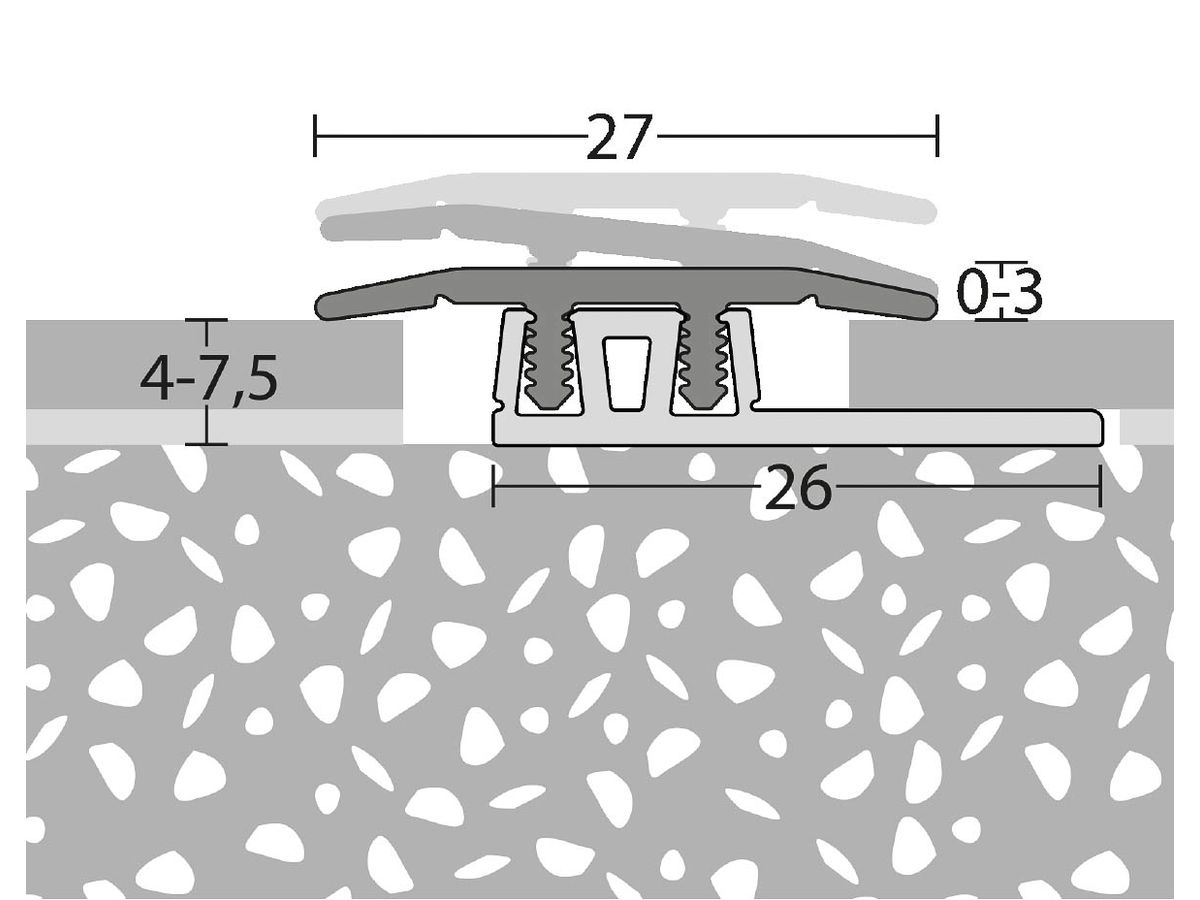 Bodenprofil "Übergang" Profi-Design Nr. 322  für Belag 4-7.5 mm, Höhenunterschied 0-3 mm  Farbe: Sahara (pr)