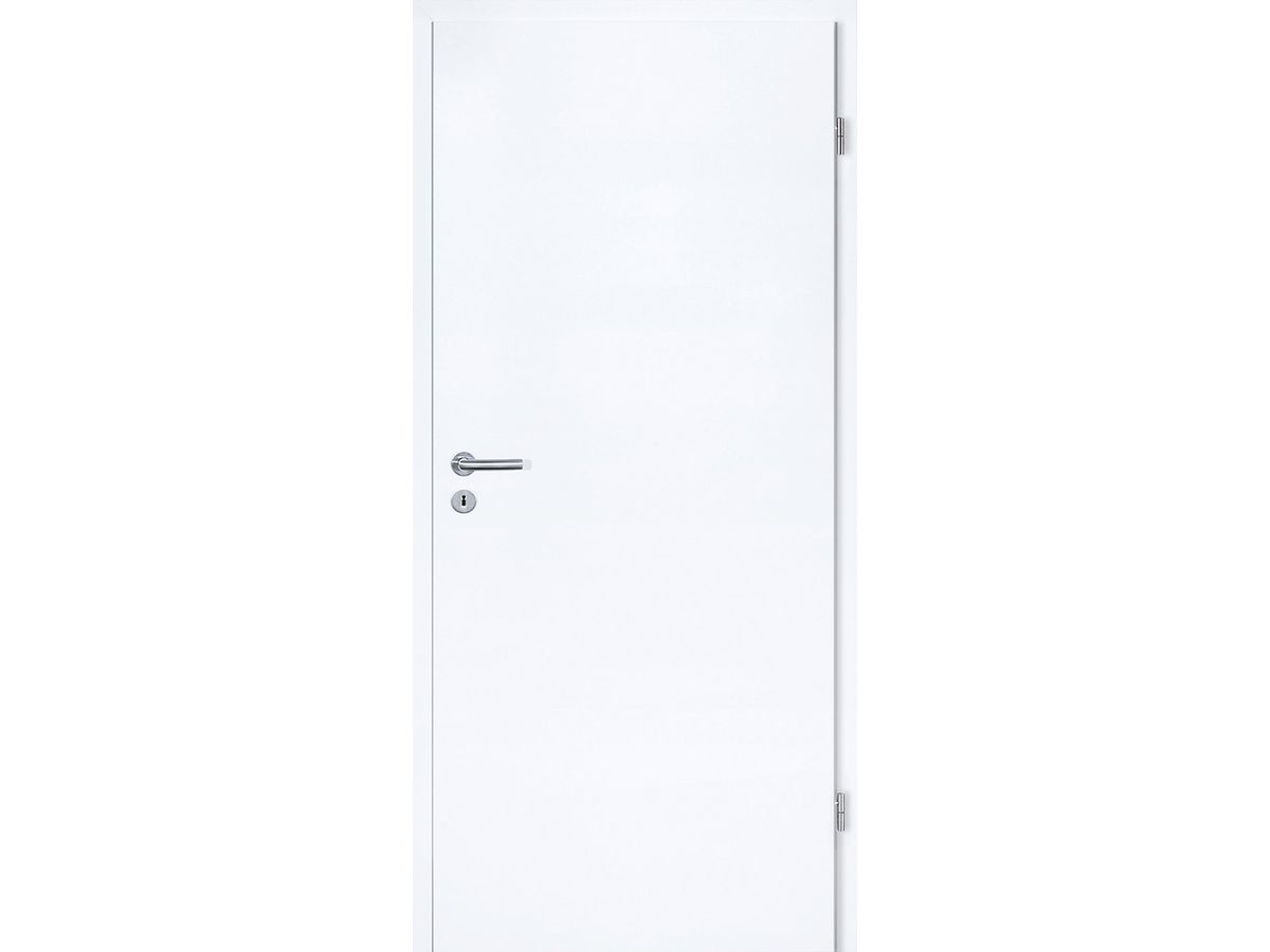 Türblatt JeldWen Optima 30 weiss lackiert Kanten eckig Rohrenspan 2x Band V0020 vernickelt Schloss BB Band links