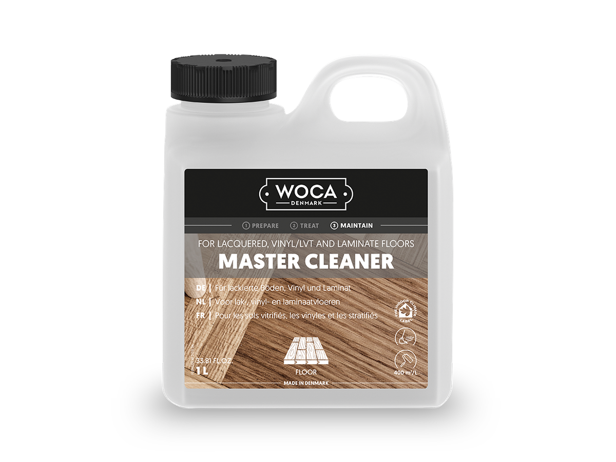 Boden Reinigung Woca Vinyl- und Lackseife Master Cleaner für Vinyl, Laminat, lackiertes Parkett Gebinde à 1l