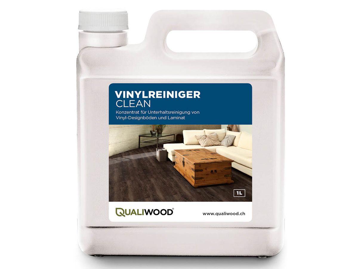QUALIWOOD Vinylreiniger "Clean"  zur Reinigung von Vinyl- und Designböden, sowie Laminat Verbrauch 500 m2/l, Gebinde à 1 l