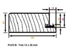 Türrahmenkantel gefälzt Porta 26 Fichte Verleimung wasserfest Falz 13x26 mm 4-seitig gehobelt