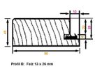 Türrahmenkantel gefälzt Porta 26 Fichte Verleimung wasserfest Falz 13x26 mm 4-seitig gehobelt