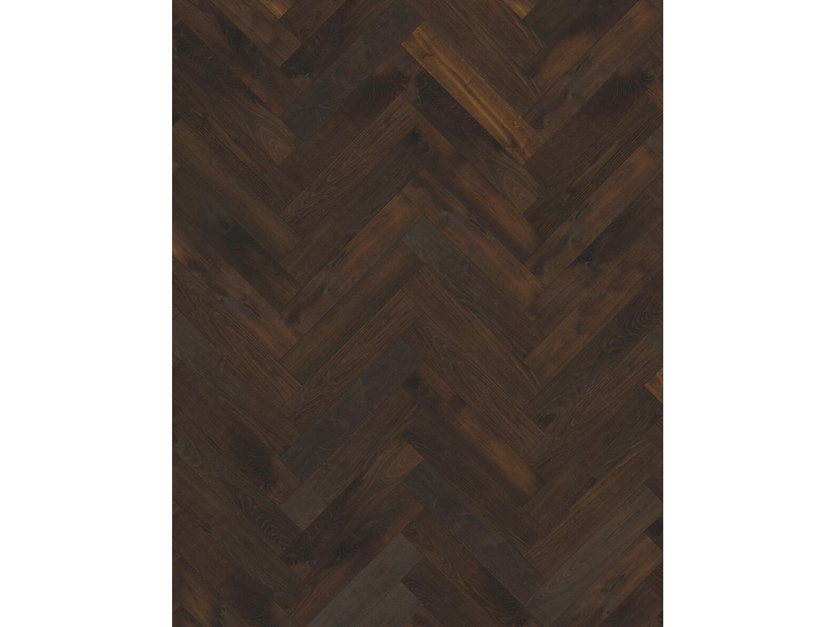 Kährs Alba Eiche geräuchert dunkelbraun schönastig gebürstet Microfase Naturöl Fischgratverlegung