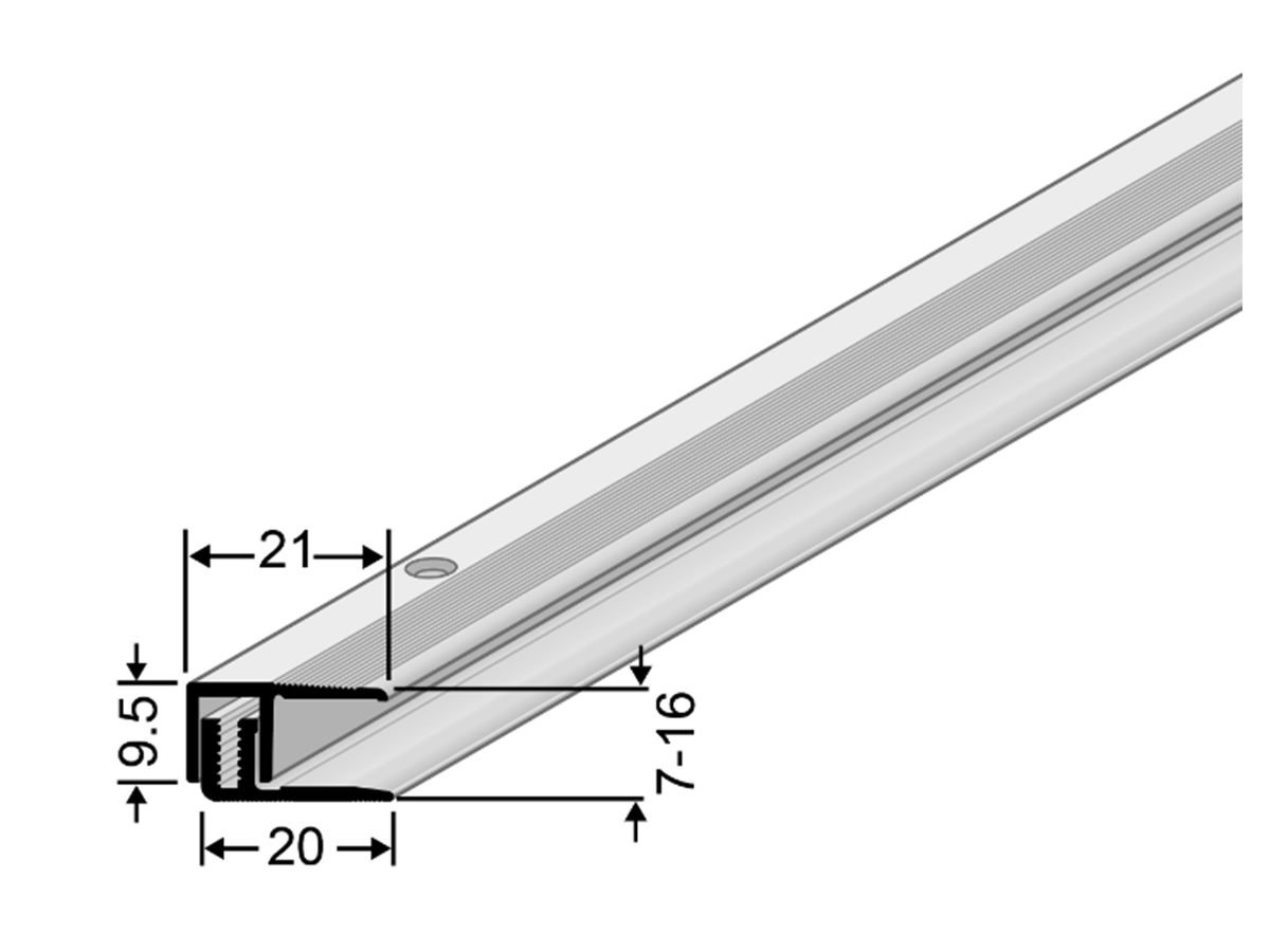 Abschlussprofil SPS 200 silber eloxiert für Aufbauhöhen 7-16mm