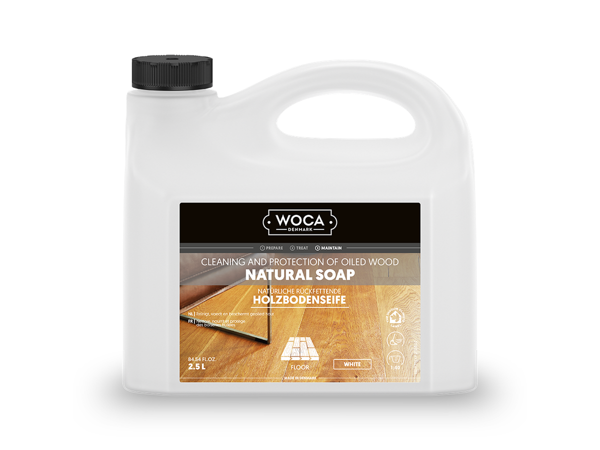 Parkett Pflege Woca Holzbodenseife weiss Gebinde à 2.5l