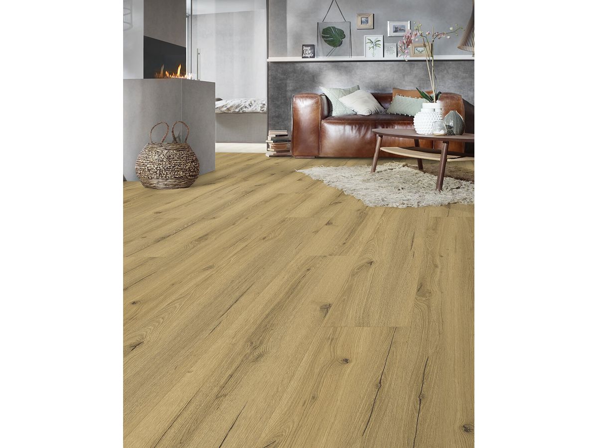 Designboden QUALIWOOD FORTIS Solid Core mit Trittschall Eiche Erica Synchronprägung