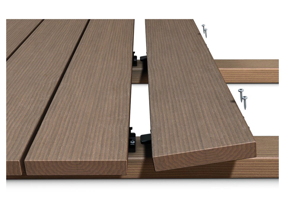 Terrassen Befestigung Clipper für Holz-UK Dielenbreite 120-150mm Dielenstärke 20-24mm inkl. Edelstahlschraube C1 Pk.à50Stk.