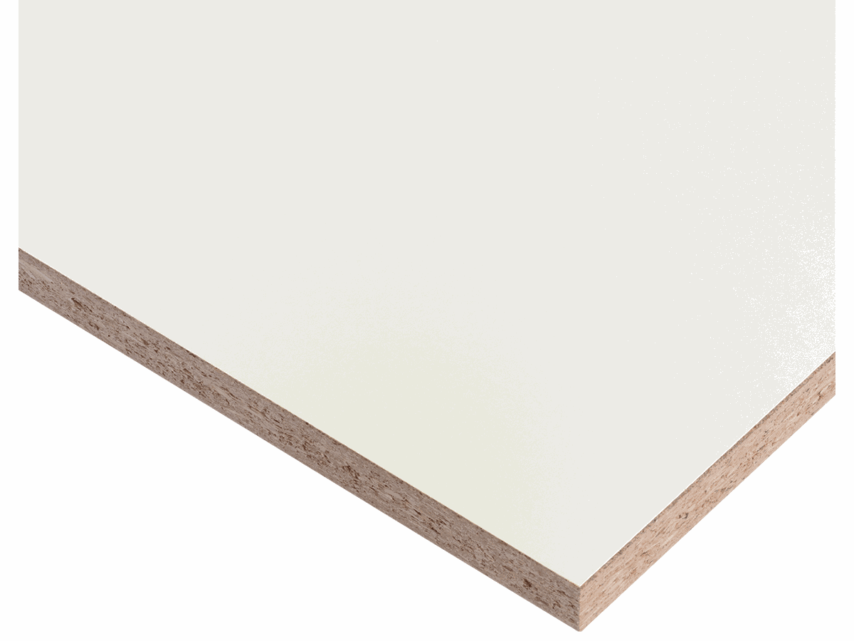 Spanplatte beschichtet SwissDecor Grundierfolie P213 weiss SM Seidenmatt SwissKrono P2 E1-D2020 Aufbau Einblatt