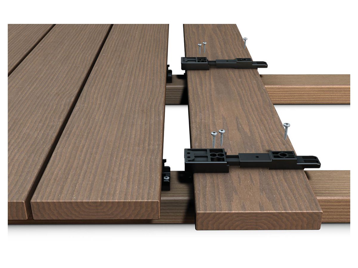Terrassen Befestigung Clipper für Holz-UK Dielenbreite 120-150mm Dielenstärke 20-24mm inkl. Edelstahlschraube C1 Pk.à50Stk.