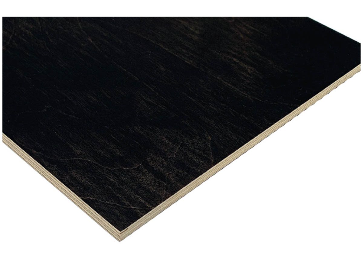Sperrholzplatte Sperracolor Plac lava black ca. RAL 8022 7-lagig Birke Schälfurniert gestürzt A/B Träger Birkensperrholz
