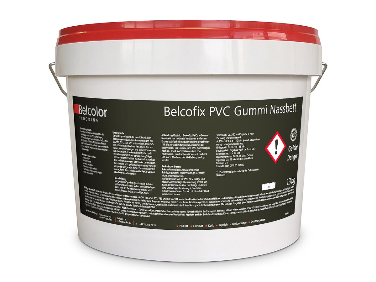 Dispersionsklebstoff Belcofix faserarmiert für PVC- und Gummi-Beläge Gebinde à 13 kg
