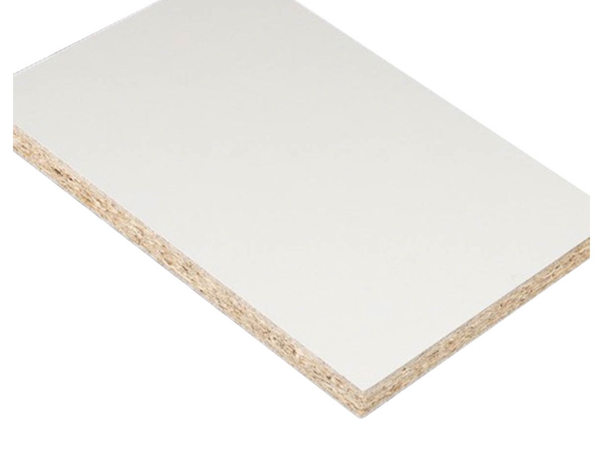Spanplatte beschichtet SwissDecor Uni K101 Frontweiss PE perl SwissKrono P2 E1-D2020 WB05 Aufbau Mehrblatt