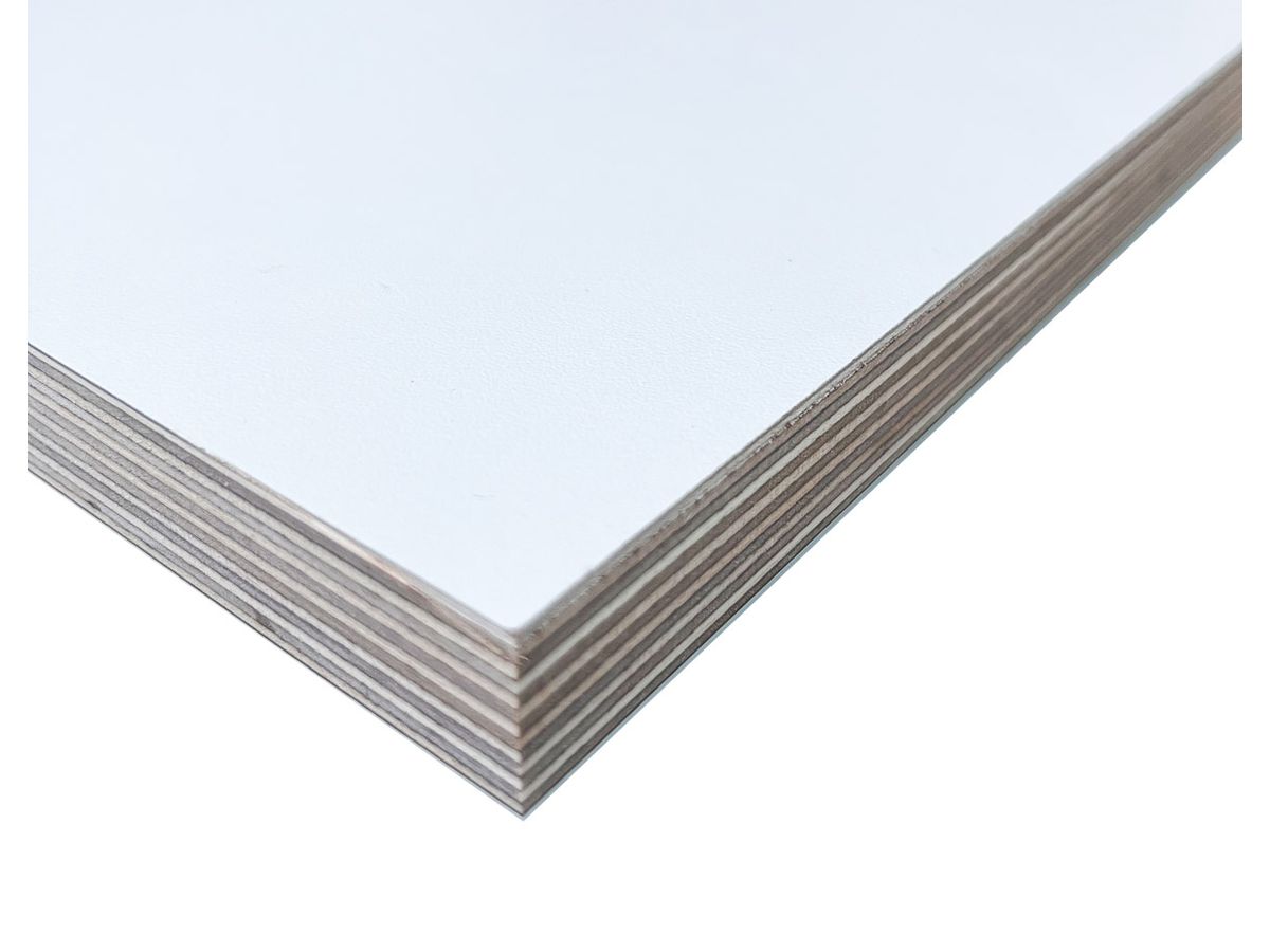 Sperrholzplatte Sperracolor belegt 2-seitig HPL W980 Platinweiss SM SemiMatt 13-lagig