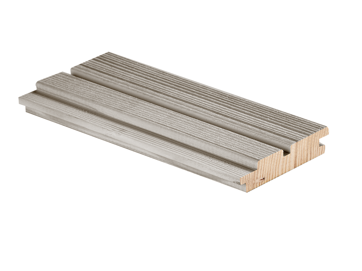 Fassade Schalung QUALIWOOD Tanne A+R Impralan 600 Greyback strukturfein Profil 12