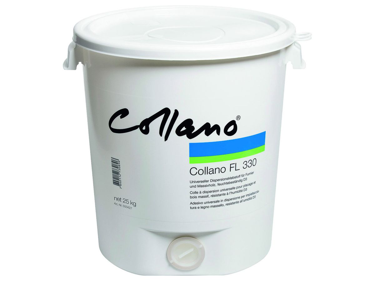 Universalklebstoff Collano FL 330 feuchtebeständig D3 Gebinde à 25kg Basis: PVAc-Dispersion für Furnier und Massivholz