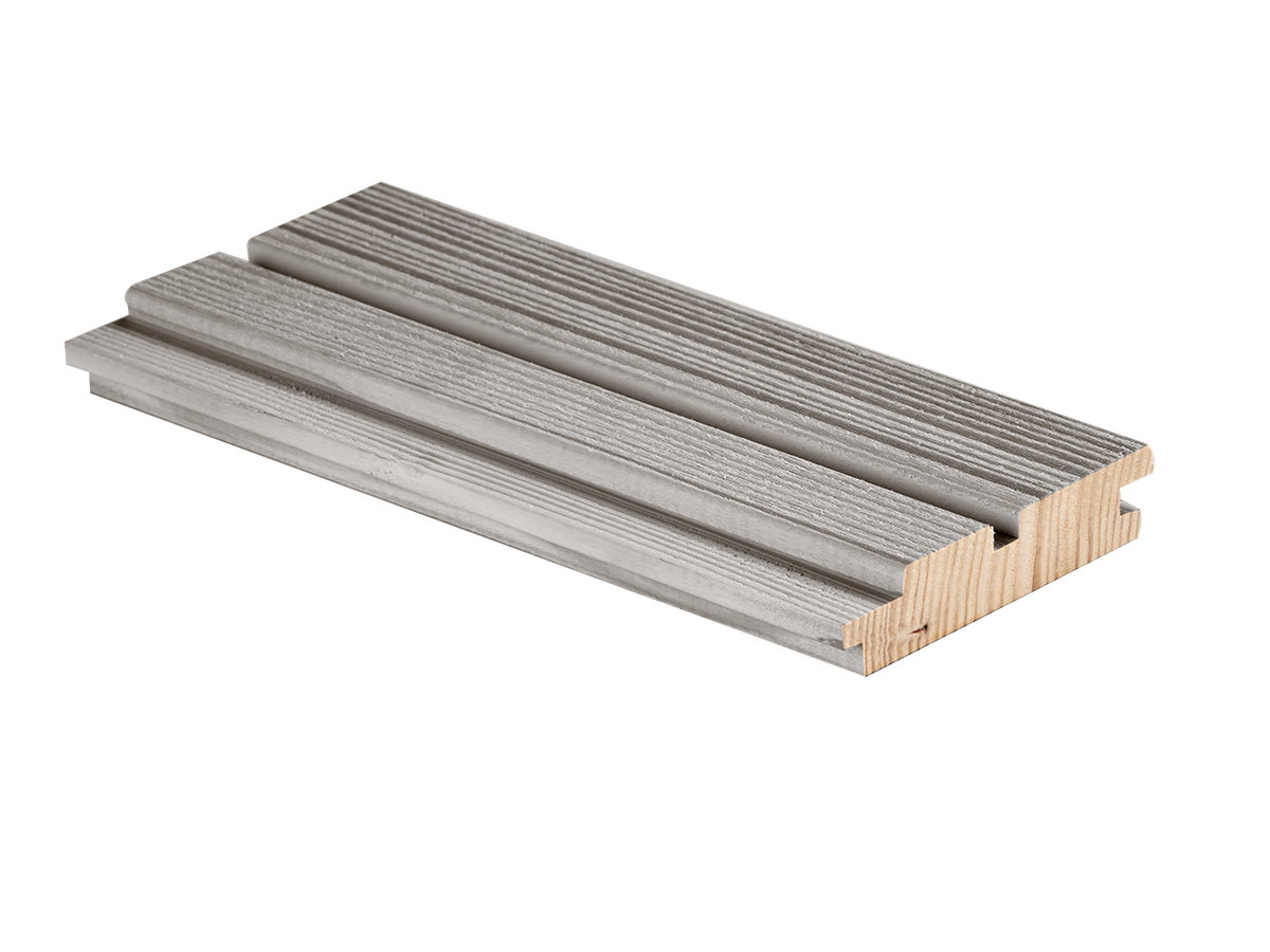 Fassade Schalung QUALIWOOD Tanne A+R ArboGrey Classic Stahlgrau strukturfein Profil 12