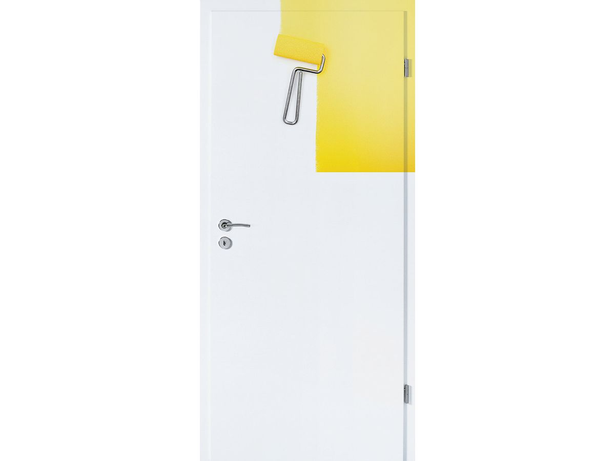 Türblatt JeldWen Optima 30 vorgrundiert Kanten eckig Röhrenspan 2x Band V0020 vernickelt Schloss BB Band links