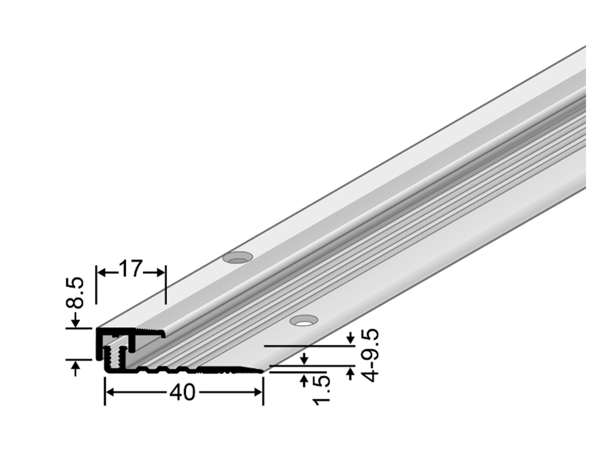 Abschlussprofil PPS silber eloxiert für Aufbauhöhen 4-9.5mm