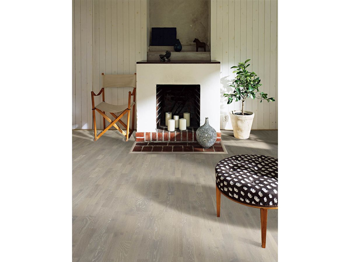 Kährs 3-Stab Design Collection Eiche 44.2 schneeweiss Country wenig Splint gebürstet Mattlack