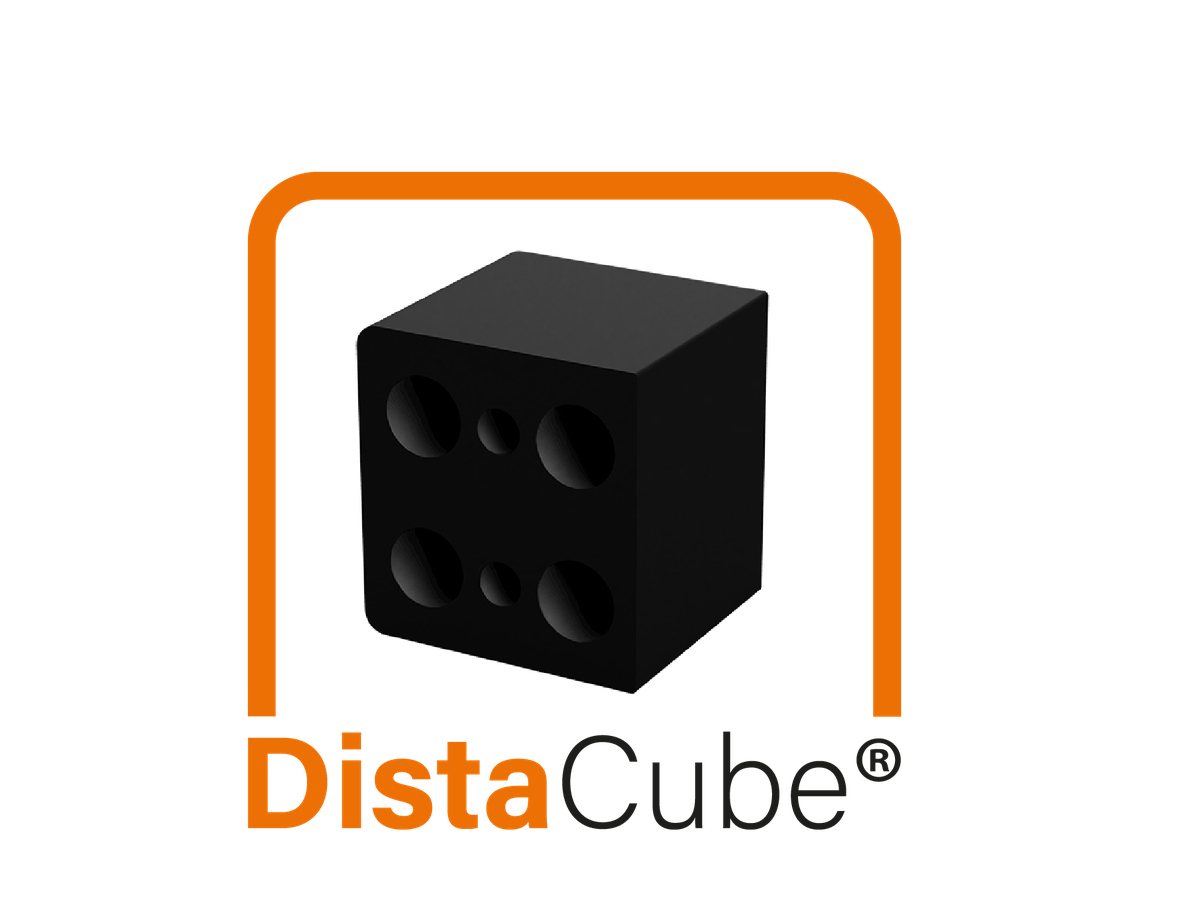 Distanzklotz DistaCube® 30 carbonschwarz RAL 7021 inkl. 2x Tablarstifen 1x Euroschraube