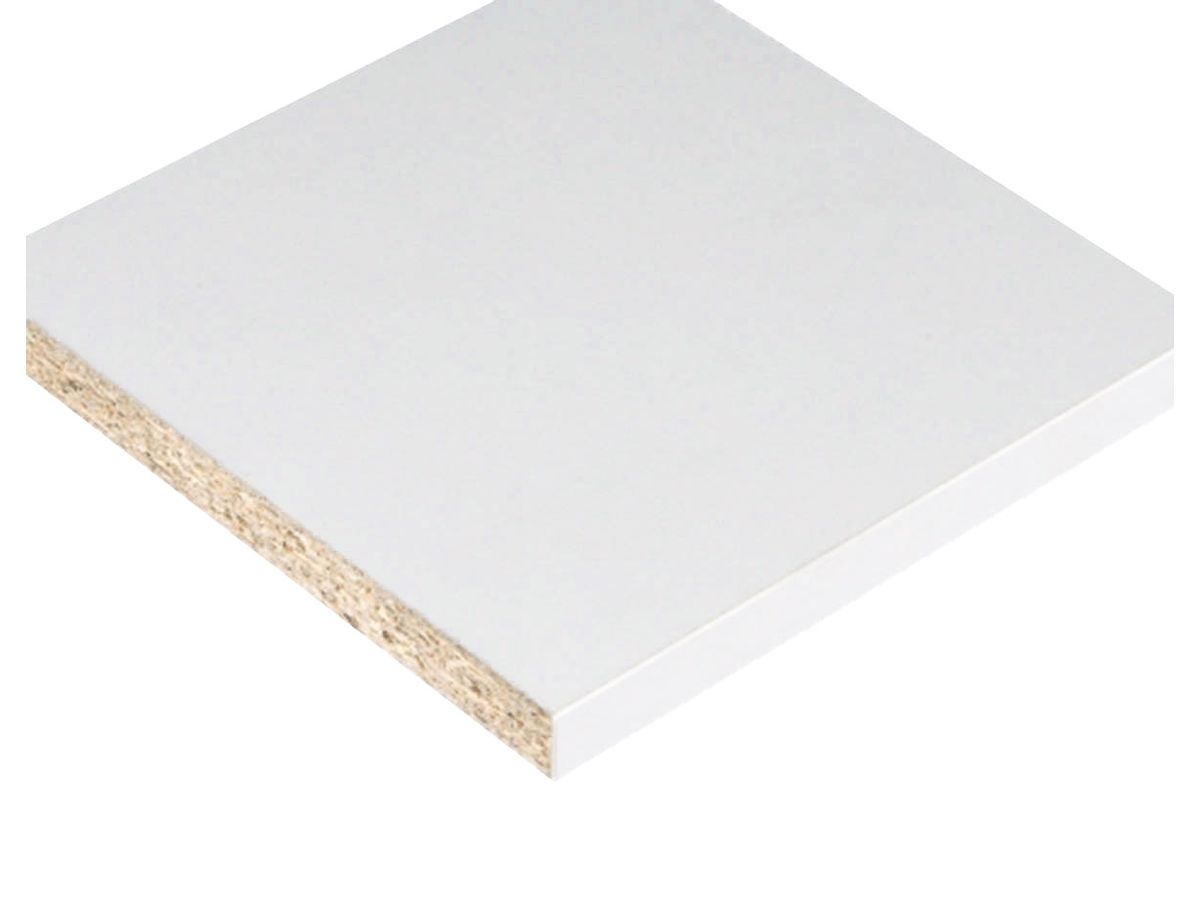 Schrankelement Typ100Lo beschichtet W980 Platinweiss ST2 Smoothtouch Pearl Egger eine Längskante belegt ABS 0.8mm durchgeh gebohrt