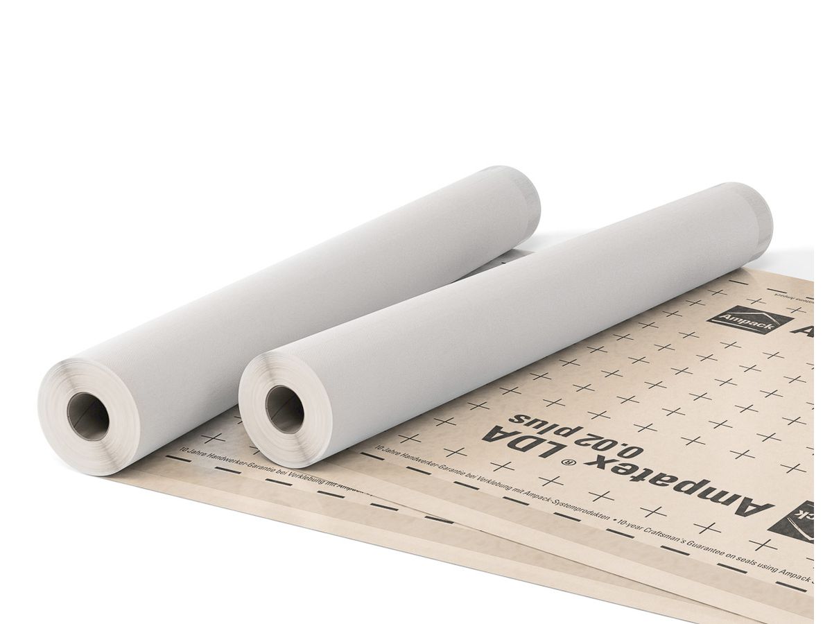 Sanierungsdampfbremse Ampack Ampatex LDA 0.02 sehr diffusionsoffen SD-Wert 0.025m plus 2-seitig integrierte Tapes