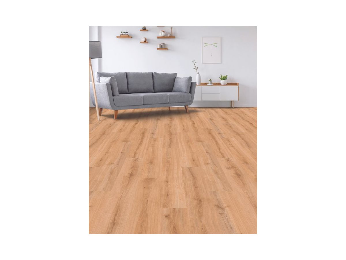 Design Korkboden Corelan Klebefliese Eiche Savanne Strukturiert glatte Kante HotCoating Lack