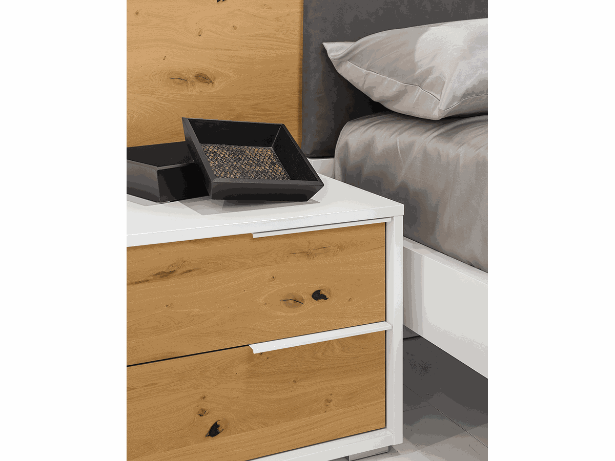 Spanplatte furniert Eiche europäisch Kleinastig Charismo N/NB Naturmix P2 CA Blackback *transparente Verleimung*