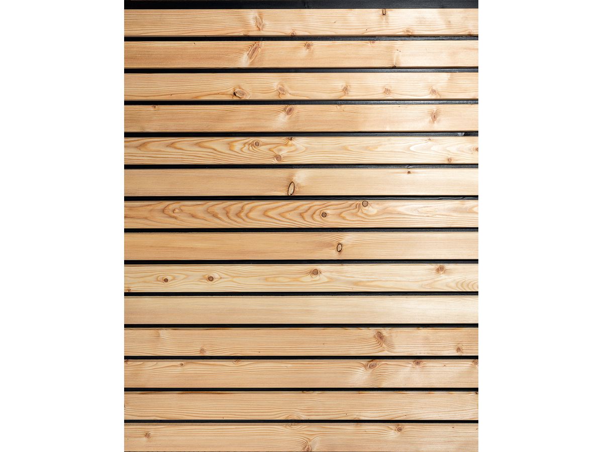 Fassade Schalung QUALIWOOD Lärche heimisch N1 Rhomboline Duo Kontrast Sichtseite gehobelt N+K geschlossen Feder+Mittelnut schwarz