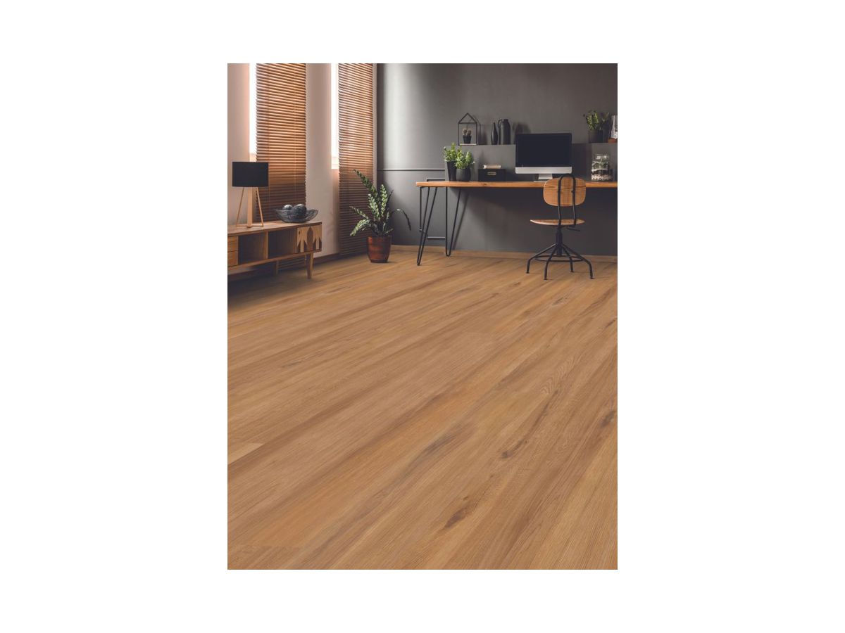 Design Korkboden Corelan Klebefliese Waldeiche Strukturiert glatte Kante HotCoating Lack