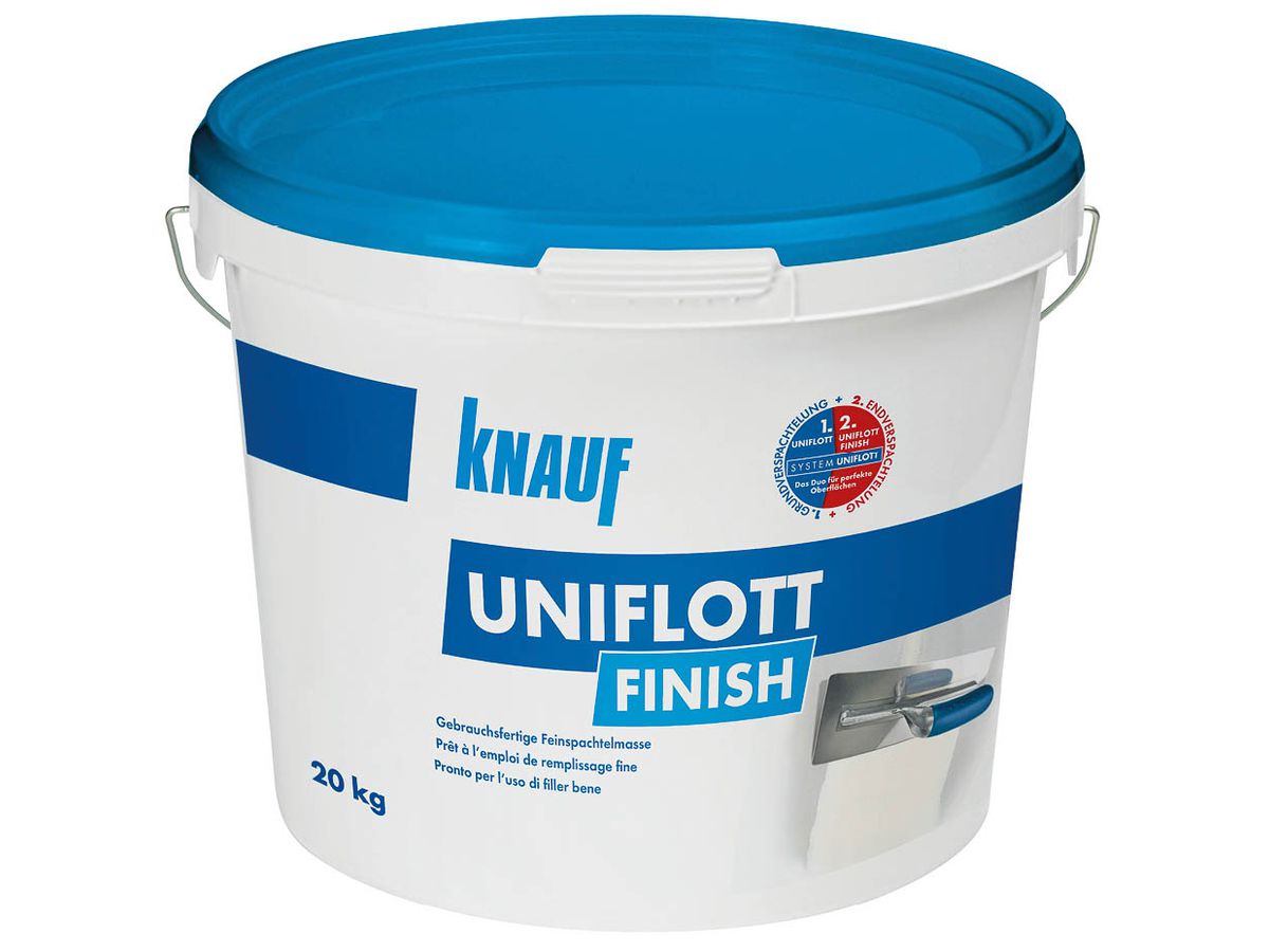 Spachtelmasse Knauf Uniflott Finish dispersionsgebunden für Oberflächenfinish Eimer à 20kg Art 206481