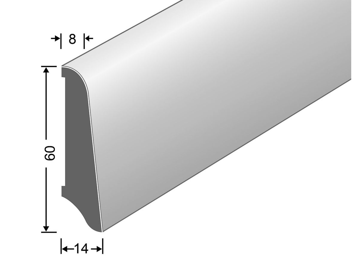 Sockelleiste konisch 60x14x8mm furniert Eiche lackiert Länge 4000mm