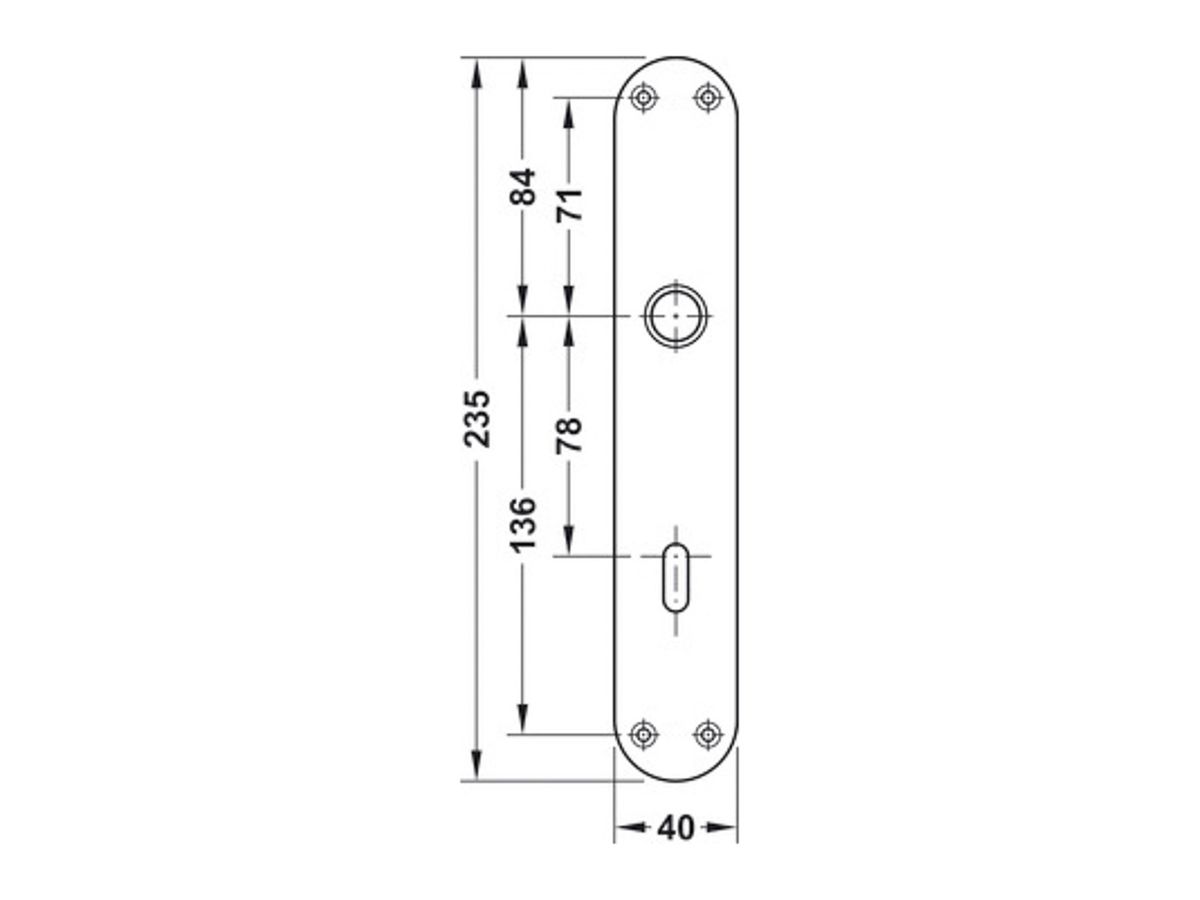 Langschild Startec Blind rund Edelstahl matt