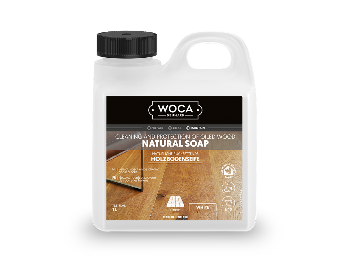 Parkett Pflege Woca Holzbodenseife weiss Gebinde à 1l