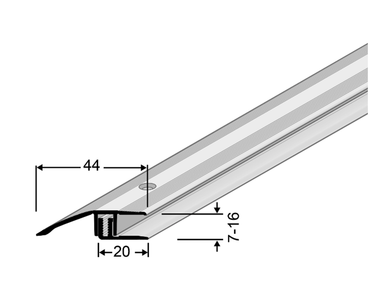 Anpassungsprofil SPS 200 silber eloxiert für Aufbauhöhen 7-16mm