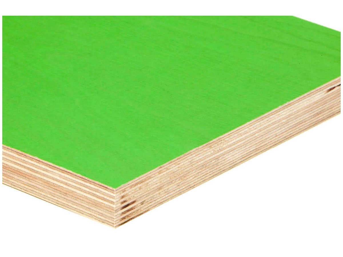 Sperrholzplatte Sperracolor Eco Transparent mintgrün ca.RAL DB1207070 13-lagig 2-s Farbanstrich u transp Melaminfilm Verl EN 636-3