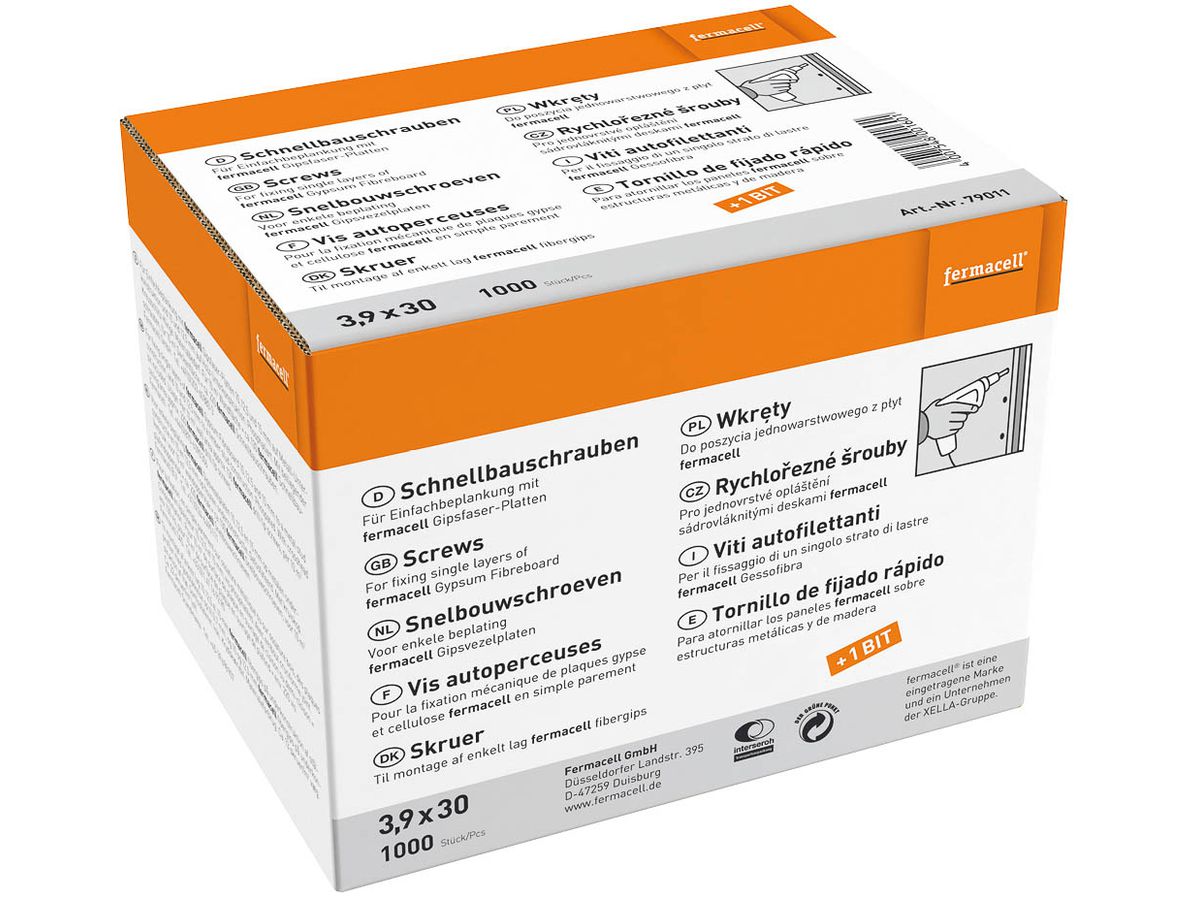 Schnellschraube Fermacell 3.9 x 55 mm  Paket à 1000 Stk.  Art. 79053