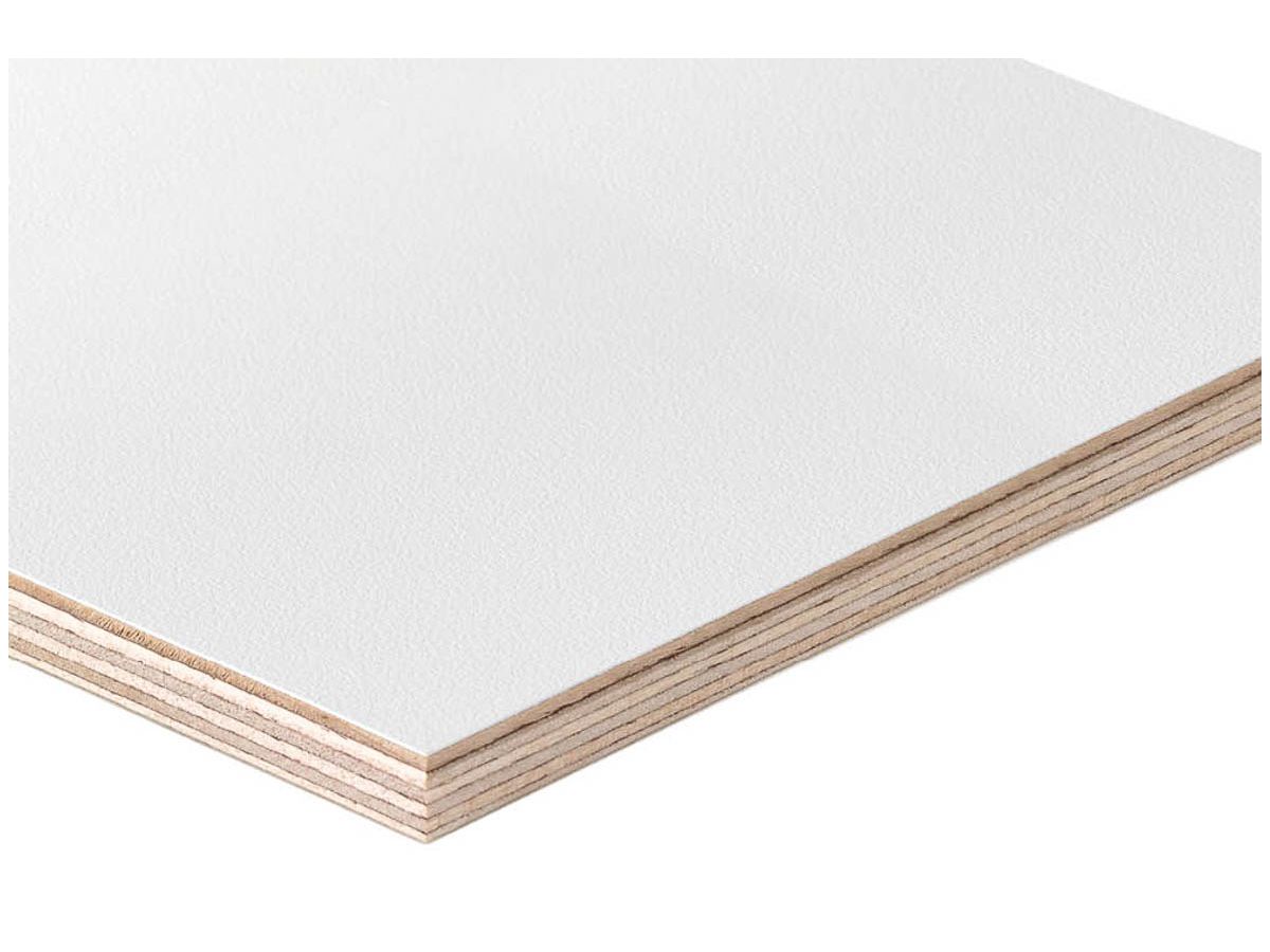 Sperrholzplatte Sperracolor Wisa-Multiwall Birke weiss 13-lagig leicht geprägte Polypropylen Beschichtung Verleimung EN 636-3