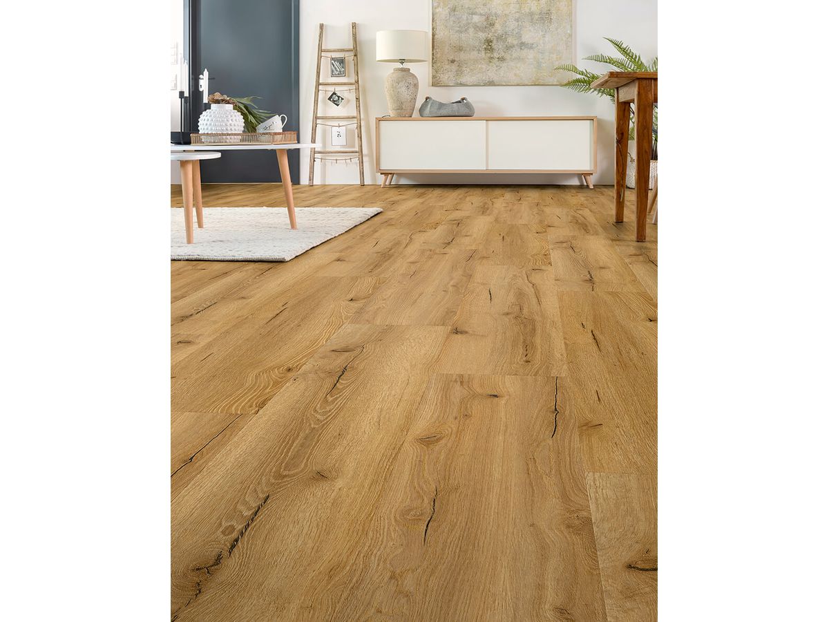 Designboden QUALIWOOD FORTIS Solid Core mit Trittschall Eiche Erica Synchronprägung