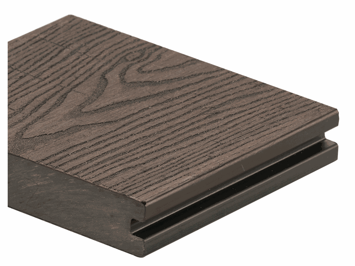 Terrassen Abschlussdiele PrimeWood Naturale mit Nutprofil terra